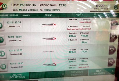 Choose a train from the list