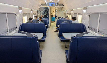 Business class on train to Hail