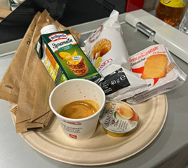 Breakfast on Italian Intercity Notte train