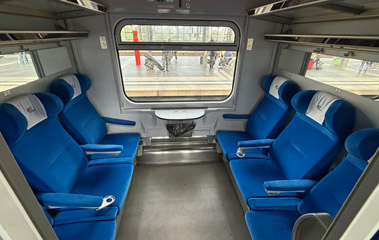 1st class compartment on a Berlin to Warsaw train.